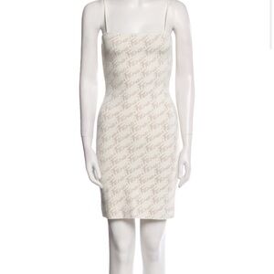 Fendi Strapless Dress in Cream with Logo Print